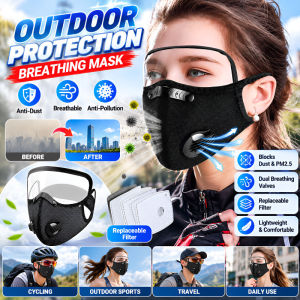 Breathable Cycling Face Mask Activated Carbon Dust Mask Mesh Sports Face Mask With Filter Breathing Valve Outdoor Running
