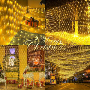 【Ready Stock】lampu raya Net light LED curtain String Fairy Lights 3X2M for Xmas Wedding Party Outdoor Indoor decor Waterproof Lamp AC220V
