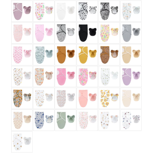 1 Set Newborns Swaddles Blanket Set with Lovely Bowknot Accent Hat Lovely Pattern Delivery Room Wrap Cloth with Bonnet