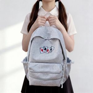 New large-capacity floral print bow backpack Korean style high aesthetic value solid color suitable for students and commuting