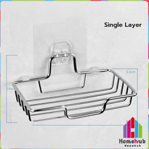 Homehub Soap Holder Stainless Steel Double Layer Soap Box Toilet Rack Wall-mounted Bathroom Holder