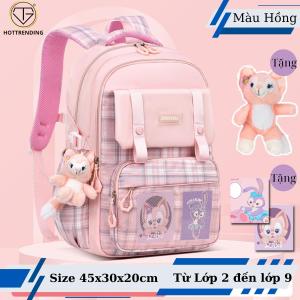 Balo Ulzzang Học Sinh Cấp 1 Cấp 2 Dễ Thương Xinh Xắn Chống Gù Chống Nước Dành Cho Bé Gái Tặng Kèm Gấu Bông Hình Con Thỏ Và Phụ Kiện