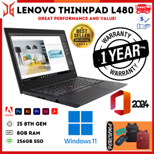 [1 Year Warranty] Lenovo ThinkPad L480 - Intel i5 8th gen - Up To 512GB SSD - below 1k - HD 14