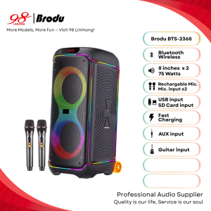 Speaker BTS-2368 Brodu Dual 8 inch Bluetooth Speaker With 2 Rechargeable Wireless Microphone