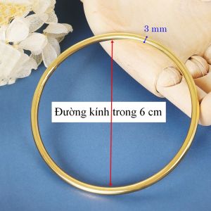 Vòng tay titan tròn trơn 3 mm mạ vàng sang trọng không đen gỉ (giá 1 vòng)