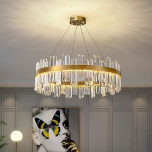 Chandelier for living room cristmast lights modern ring design ceiling light sala drop lights for ceiling dining room kitchen LED crystal lampshades pendant lamp