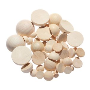 PPRVAU Natural Split Wood Eco-Friendly DIY Semi-Spherical Wedding Decoration Balls Bead Craft Balls Loose Beads Graffiti Accessories