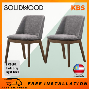 (FREE Installation+Shipping)(2PCS) KBS Orin Dining Chairs with Grey Fabric Cushion / Solid Wood / W540 D580 H790 MM
