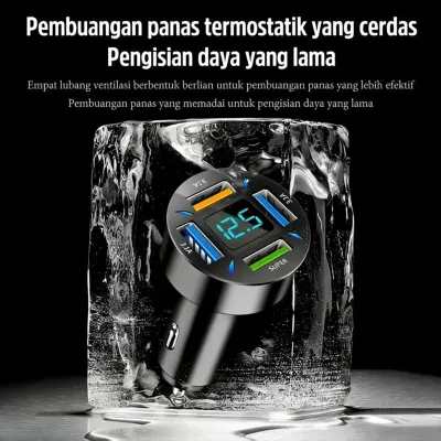 Car Charger 5 Ports Mendukung Qc3.0 Fast Charging Charging Adaptor 12V-24V