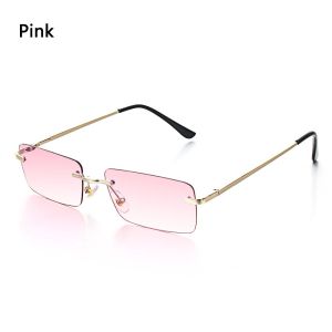 EASYEAH Luxury Design Small Eyeglasses Retro Rectangle Rimless Women Vintage Sunglasses Sun Glasses Gradient Glasses