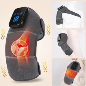 VOYUE Deep Muscle Relief Electric Knee Massager 3 Temp Levels Breathable Cordless Heated Knee Brace 3D wrap-around Electric Far-Infrared Heating Pad