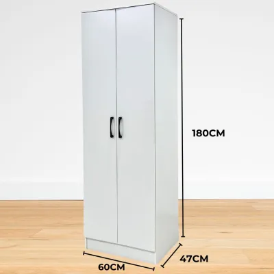 GR Furniture 2 And 3 Door White Colour Wardrobe Cabinet Cupboard Clothes with Hanging Rod
