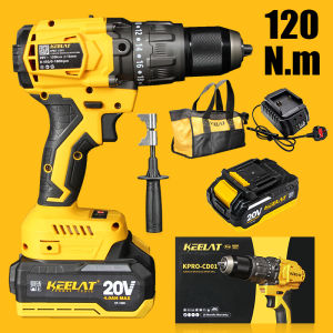 KEELAT Brushless Heavy Duty Cordless Drill Impact Hammer Screwdriver 20V Portable Wall Hand Hammer Electric Drill Tools