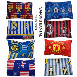 SARUNG BANTAL DAN SARUNG GULING MOTIF CLUB BOLA UKURAN STANDAR DEWASA.BISA COD