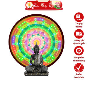 Hào Quang Led 8 Chương Trình Hoa Sen CHÂN THIỆN MỸ Đèn Trang Trí Bàn Thờ Cho Tượng Phật HQ-8CT-04