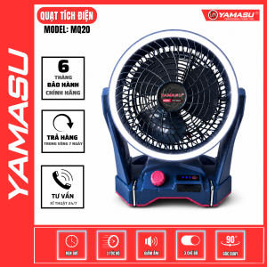 Quạt Tích Điện 18cm YAMASU Dùng Pin & Điện Trực Tiếp Gió Mạnh Pin Trâu 21V Chính Hãng YMS-MQ20