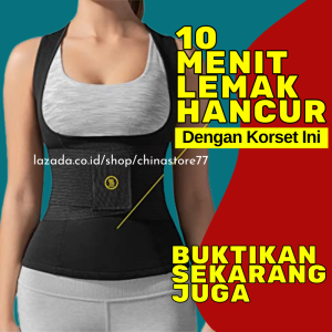 Baju Pelangsing Rompi Pembakar Lemak Cami Hot Shaper+Waist Trainer Korset Perut Baju Olahraga