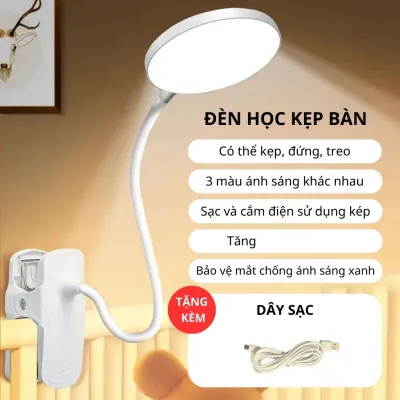 Đèn bàn học kẹp bàn chống cận đèn học led để bàn điều chỉnh 3 chế độ sáng thông minh