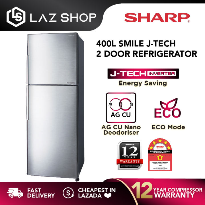 Sharp 400L J-Tech Inverter 2 Door Refrigerator SJ406MSS | AG CU Nano  Deodoriser | 5 Star Engergy Rating | Peti Sejuk | Lazada