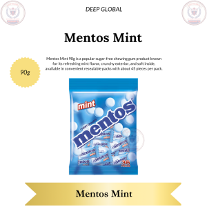 Mentos Mint 90g Sugar-Free Chewing Gum with Refreshing Mint Flavor and Crunchy Exterior 45 Pieces per Pack