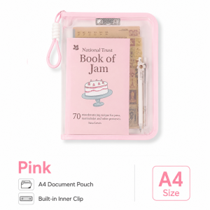 A4 Clear Zipper File Bag Large Capacity Document Pouch with Wrist Strap for Notes Worksheets Books Stationery