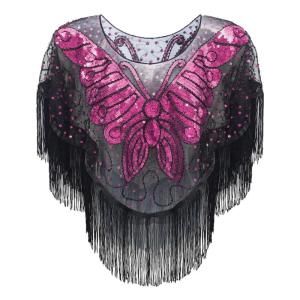 Stylish Sequins Bowknot Shawl Vintage Styles Capes Elegant Retros Styles Ponchos for Evening Gowns and Fancy Dress Event