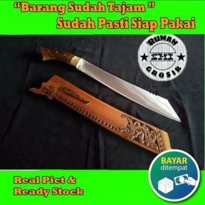 Golok Patimura Ukir GOLOK Pemotong kayu/ranting pohon Serbaguna Kayu Rasamala Baja Per Asli cibatu