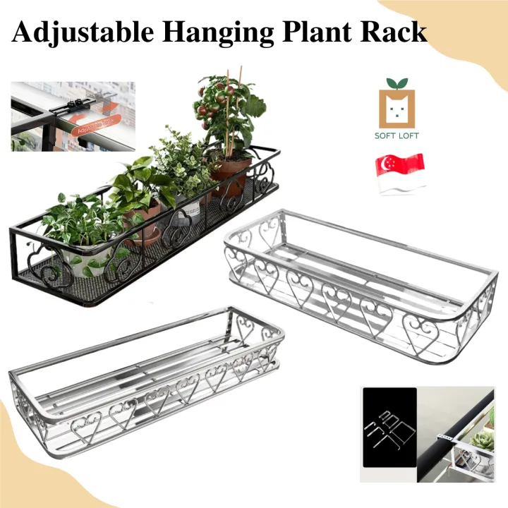 [SG STOCK] Adjustable Stainless steel hanging Rack Balcony Railing ...