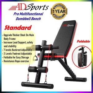 ADSports AD600【THICKEN TUBE】Multi-Purpose Adjustable Gym Chair Bench - Foldable Sit up Dumbbell Bench Exercise Bench Fitness Training Abdominal Hyper Back Extension Incline Bench for Full Body Workout
