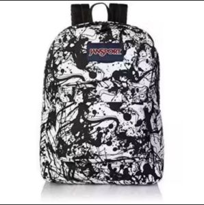 Tas Ransel JanSport SuperBreak Motif Daun Mahoni Hitam Berkilau untuk Anak Usia Sekolah