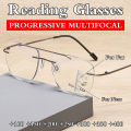 3 in 1 Frameless Progressive Multifocal Reading Glasses Anti Blue Light Presbyopia Glasses Men's Auto Zoom Far Near Reading Eyeglasses With Grade. 