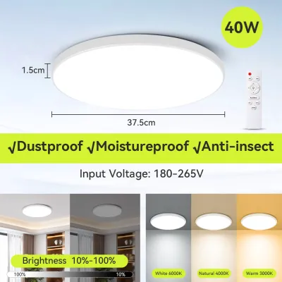 CANMEIJIA 3 Color Change LED Ceiling Light Dimmable 30W Modern Ceiling Lamp with Remote Control Ultra-thin Tricolor Surface Mount Panel Light for Bedroom Living Room Kitchen Home Lighting