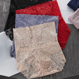 oobest M-3XL ลูกไม้กางเกงในสำหรับผู้หญิง XXL บวกขนาดชุดชั้นในเอวสูง โปร่งใสเห็นผ่านชุดชั้นในสตรีกางเกงในขนาดใหญ่ สีชมพูดำ