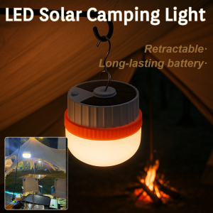 LED Solar Telescopic Light Outdoor Camping Tent Light Portable Cordless Emergency Retractable Adjustable Night Hanging Light