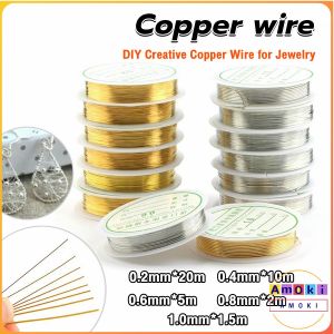 AmoKi Copper wire for DIY Bracelet Necklace Gold Silver 0.2-1mm Colorfast Beading Wire for Jewelry Making Handmade Pendant