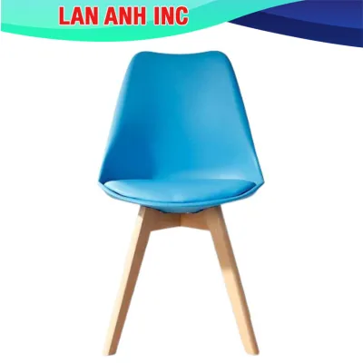 Ghế nhựa chân gỗ eames cafe bàn ăn văn phòng tựa lưng cao nệm simili đẹp hiện đại 3003