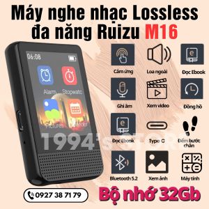 Bản 2026 Máy Nghe Nhạc Ruizu M16 Lossless - Bộ nhớ 32Gb - Bluetooth 5.2 - Cảm ứng - Loa nghe lớn nghe nhạc xem phim...