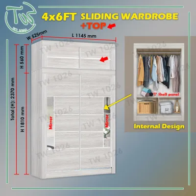 TW (KL & Selangor) Ready Assembled 4x6FT Sliding Wardrobe/4FT Wardrobes/Assembled Wardrobes