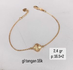 Gelang emas asli kadar 70 16k casteli mix branded horseshoe clover van tanpa permata rantai tangan ringan