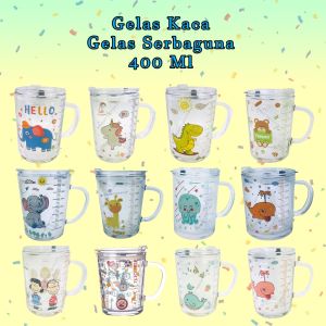 Gelas Minum Anak Susu Jus Air / Mug Tumbler Lucu GRATIS SEDOTAN / gelas ukur - 400ml