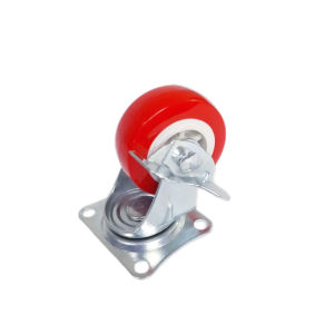 Roda Kursi Gepeng Merah PVC Roda Caster Kaster Castor Wheel Roda Troly Gerobak Etalase Tebal Harga Per Set 4 Buah Ukuran 2 inch