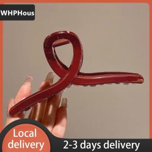 [COD] WHPHous Ship within 24 hours Women Large Dark Red Color Hair Claws Barrettes Hairpins Plastic Ponytail Hair Clips Girls Senior Hair Shark Clip Accessories