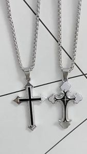 Nexlent Black/Gold Jesus Cross Pendant Necklace Gift Men Women Jewelry Accessories