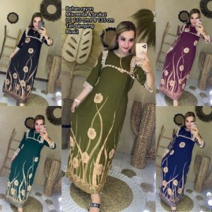 BOSKU OLSHOP - Daster Renda Arab Motif Bunga Lengan Panjang