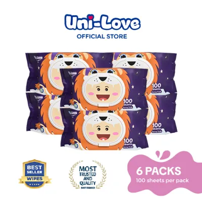 UniLove Slumbernight Baby Wipes (Daring Truth) 100s Pack of 6 - 99% Water| Hypoallergenic | Alcohol Free | No harmful chemicals | with Aloe Vera | Safe & Gentle | FDA Approved