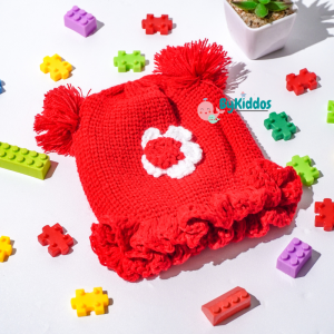 ByKiddos - Topi Bayi Anak Pompom Renda Bunga / Kupluk Bayi Renda Motif Bunga Polosan 6 Bulan - 2 Tahunan