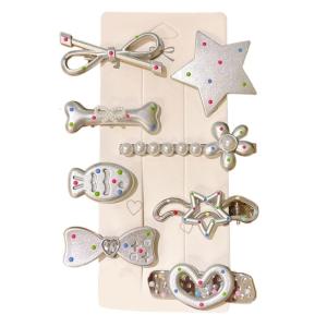 8ชิ้นกิ๊บติดผมตุ่นปากเป็ดกิ๊ฟติดผมรูปดาวสำหรับผู้หญิงหญิงสาวกิ๊บพลาสติกเครื่องประดับแฟชั่นงานปาร์ตี้ในโอกาส