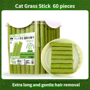 60 Pcs Cat Grass Sticks Freeze Dried Stick Teeth Grinding Stick Cat Grass Biscuits Hairball Removal Mild Hair Row Ready To Eat Sticks