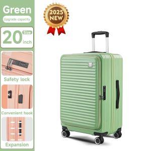 【SG Local Seller 】2025 Upgrade Front-Opening Striped Suitcase Expandable With Computer Bag With Universal Wheels Tas Customs Combination Lock Cabin Luggage