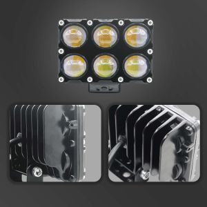 New Laser Gun 10/8/6 Lens Dual Color Mini Driving Light High Low Auxiliary LED Light for Motorcycle Double Row Double Color Energy Conservation Low Fever High Brightness